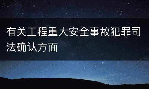 有关工程重大安全事故犯罪司法确认方面