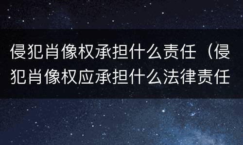 侵犯肖像权承担什么责任（侵犯肖像权应承担什么法律责任）