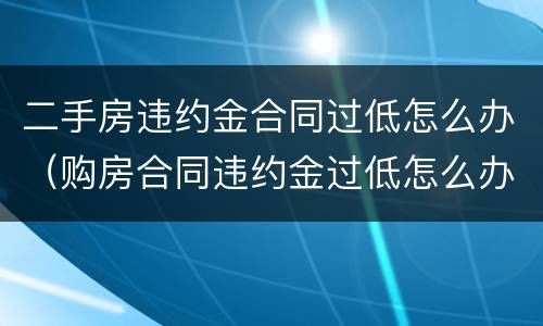 二手房违约金合同过低怎么办（购房合同违约金过低怎么办）