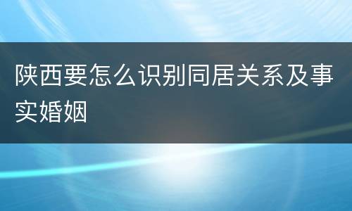陕西要怎么识别同居关系及事实婚姻