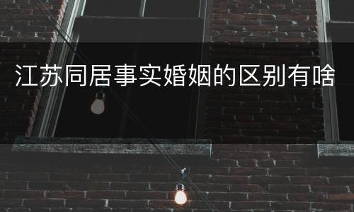 江苏同居事实婚姻的区别有啥
