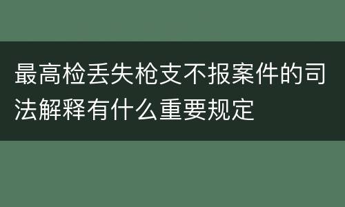 最高检丢失枪支不报案件的司法解释有什么重要规定