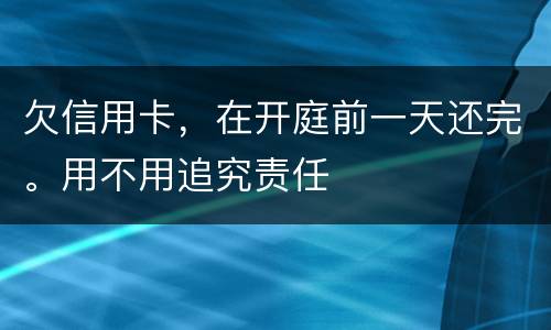 欠信用卡，在开庭前一天还完。用不用追究责任
