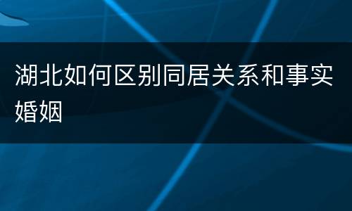 湖北如何区别同居关系和事实婚姻