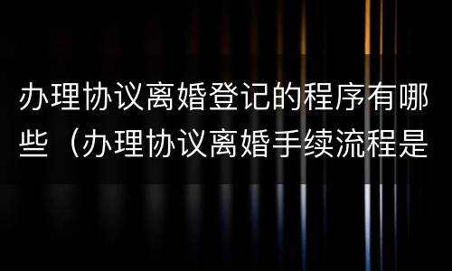 办理协议离婚登记的程序有哪些（办理协议离婚手续流程是什么）