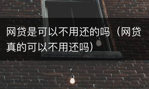 网贷是可以不用还的吗（网贷真的可以不用还吗）