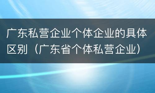 广东私营企业个体企业的具体区别（广东省个体私营企业）