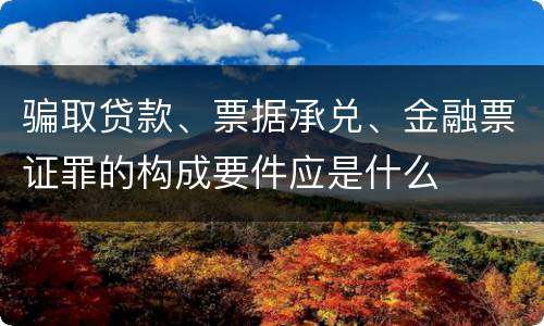 骗取贷款、票据承兑、金融票证罪的构成要件应是什么