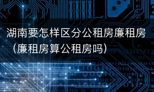 湖南要怎样区分公租房廉租房（廉租房算公租房吗）