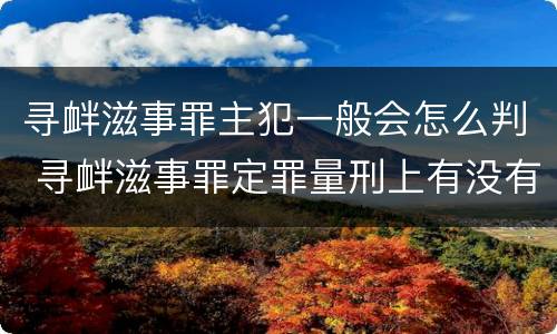 寻衅滋事罪主犯一般会怎么判 寻衅滋事罪定罪量刑上有没有从犯主犯