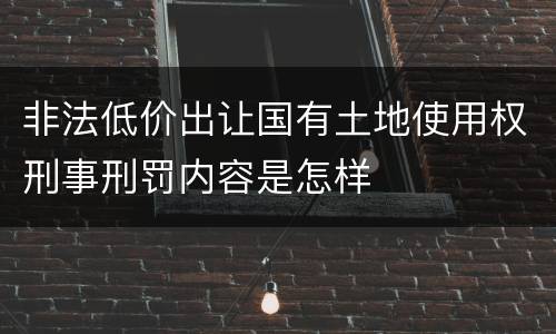 非法低价出让国有土地使用权刑事刑罚内容是怎样