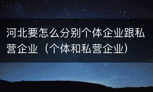 河北要怎么分别个体企业跟私营企业（个体和私营企业）