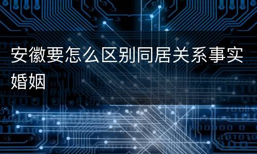 安徽要怎么区别同居关系事实婚姻