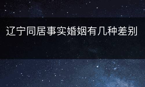 辽宁同居事实婚姻有几种差别