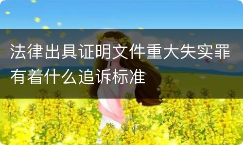 法律出具证明文件重大失实罪有着什么追诉标准