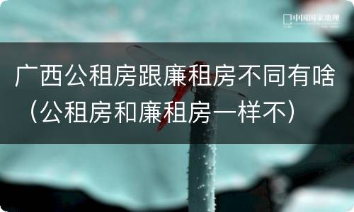 广西公租房跟廉租房不同有啥（公租房和廉租房一样不）