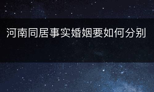 河南同居事实婚姻要如何分别