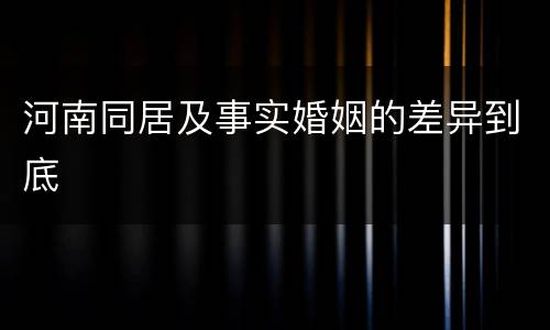 河南同居及事实婚姻的差异到底