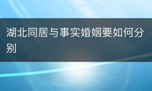 湖北同居与事实婚姻要如何分别