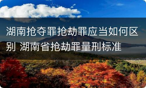 湖南抢夺罪抢劫罪应当如何区别 湖南省抢劫罪量刑标准