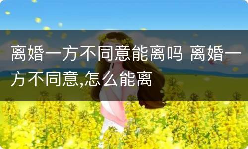 离婚一方不同意能离吗 离婚一方不同意,怎么能离