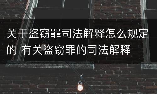 关于盗窃罪司法解释怎么规定的 有关盗窃罪的司法解释