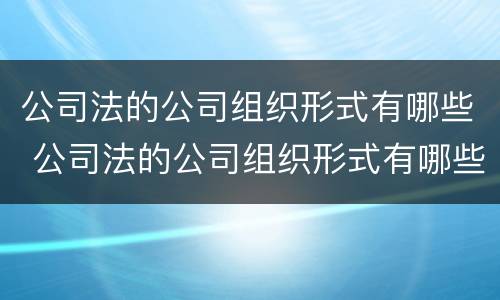 公司法的公司组织形式有哪些 公司法的公司组织形式有哪些种类
