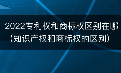 2022专利权和商标权区别在哪（知识产权和商标权的区别）