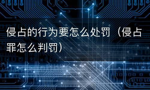侵占的行为要怎么处罚（侵占罪怎么判罚）