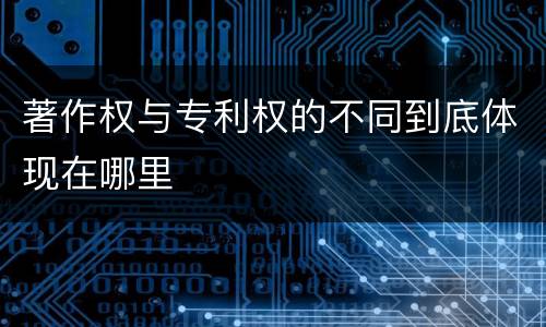 著作权与专利权的不同到底体现在哪里