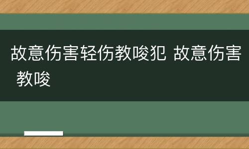 故意伤害轻伤教唆犯 故意伤害 教唆