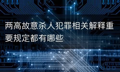 两高故意杀人犯罪相关解释重要规定都有哪些