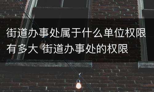 街道办事处属于什么单位权限有多大 街道办事处的权限