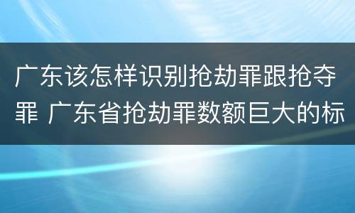 广东该怎样识别抢劫罪跟抢夺罪 广东省抢劫罪数额巨大的标准
