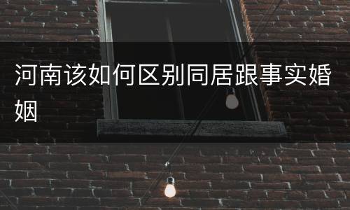 河南该如何区别同居跟事实婚姻