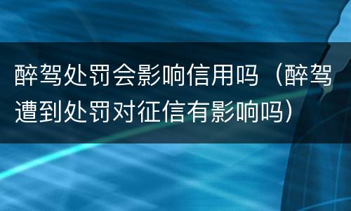 醉驾处罚会影响信用吗（醉驾遭到处罚对征信有影响吗）
