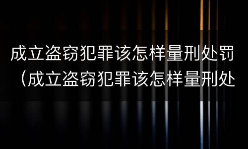 成立盗窃犯罪该怎样量刑处罚（成立盗窃犯罪该怎样量刑处罚呢）