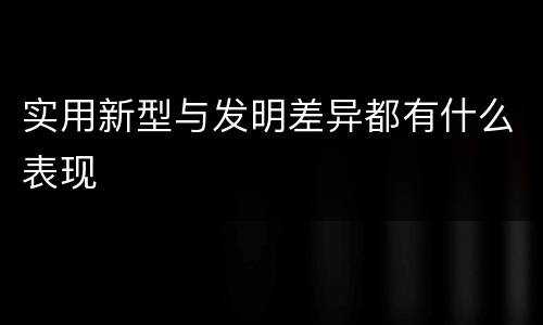 实用新型与发明差异都有什么表现