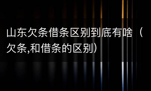 山东欠条借条区别到底有啥（欠条,和借条的区别）