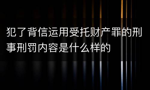 犯了背信运用受托财产罪的刑事刑罚内容是什么样的