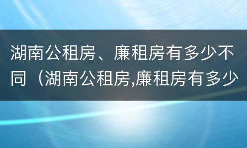 湖南公租房、廉租房有多少不同（湖南公租房,廉租房有多少不同的）