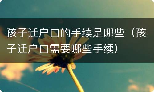 孩子迁户口的手续是哪些（孩子迁户口需要哪些手续）
