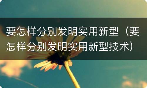 要怎样分别发明实用新型（要怎样分别发明实用新型技术）