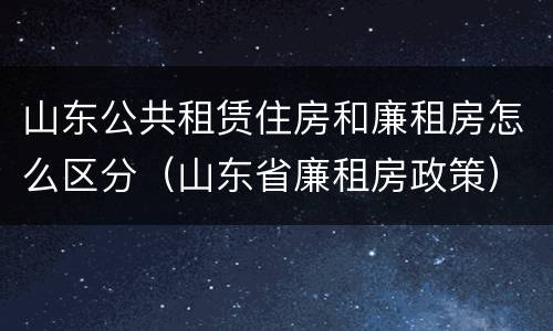 山东公共租赁住房和廉租房怎么区分（山东省廉租房政策）