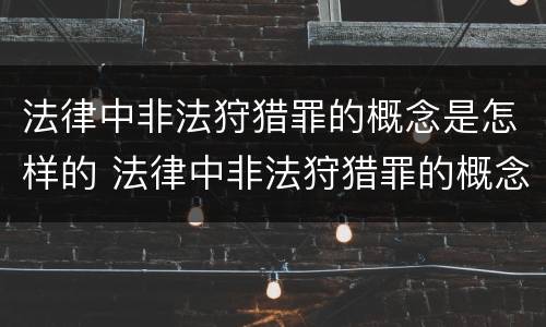 法律中非法狩猎罪的概念是怎样的 法律中非法狩猎罪的概念是怎样的呢