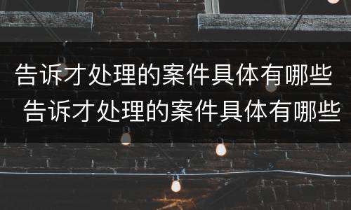 告诉才处理的案件具体有哪些 告诉才处理的案件具体有哪些情况