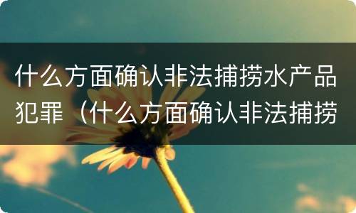 什么方面确认非法捕捞水产品犯罪（什么方面确认非法捕捞水产品犯罪行为）