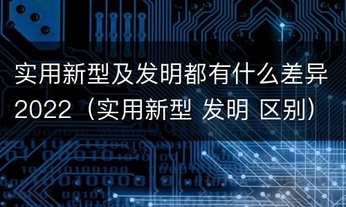 实用新型及发明都有什么差异2022（实用新型 发明 区别）