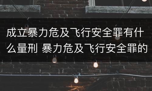成立暴力危及飞行安全罪有什么量刑 暴力危及飞行安全罪的构成要件