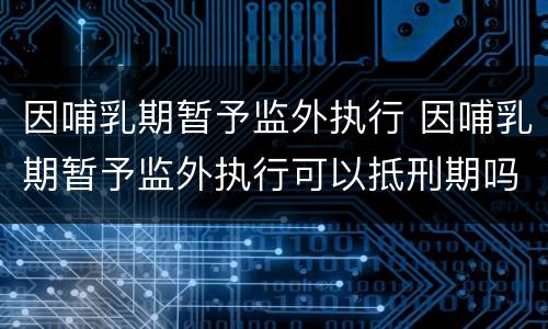 因哺乳期暂予监外执行 因哺乳期暂予监外执行可以抵刑期吗